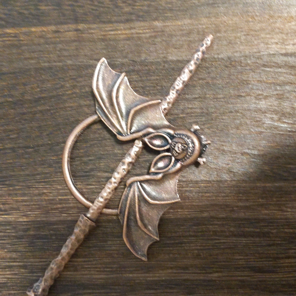 Hammered copper finish BAT stick barrette
